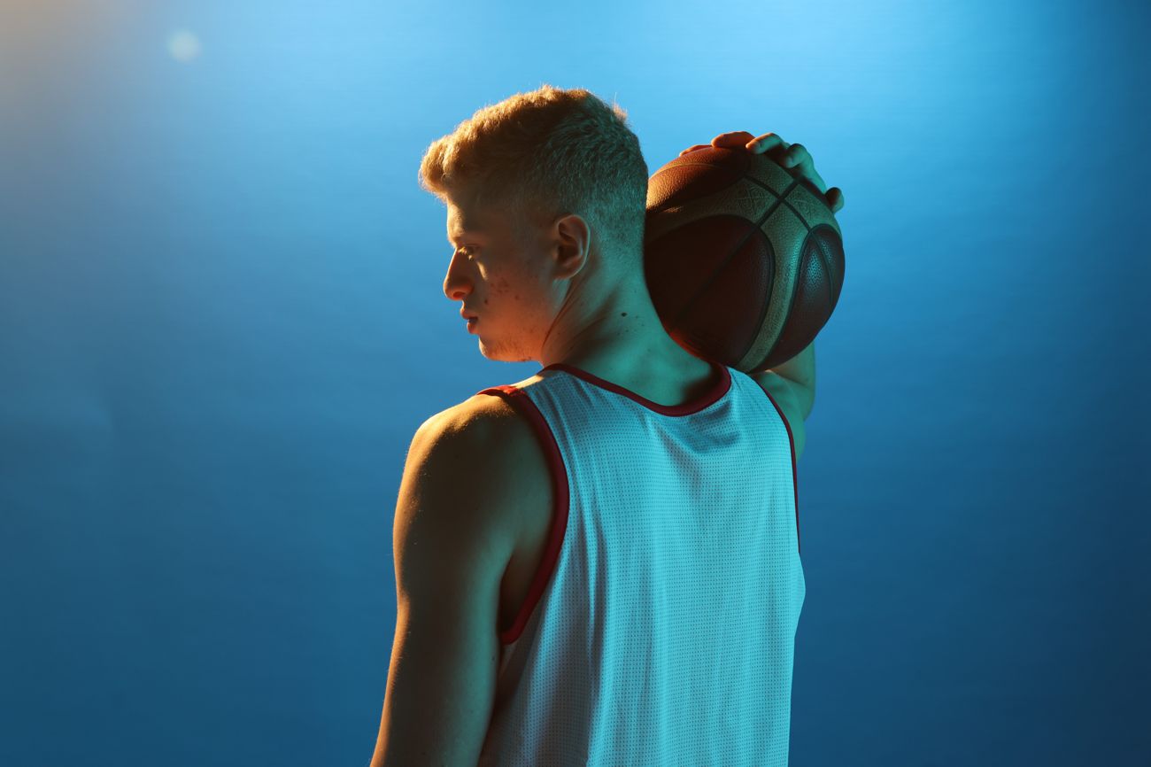 Shooting form — studio basketball still